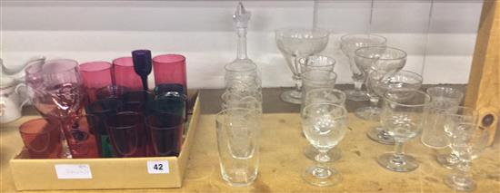 Cranberry glassware & other glassware